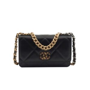 [탑티어/해외배송]샤넬 *정품가죽* 19 WOC 클래식 체인 지갑(블랙/금장/램스킨)