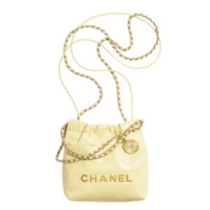 [프리미엄/해외배송]샤넬 22백 미니 핸드백(엘로우/금장/램스킨)