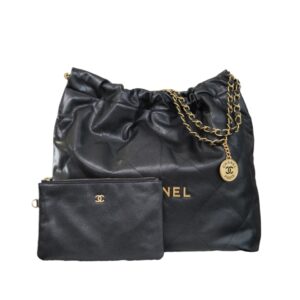 [프리미엄/해외배송]샤넬 22백 미디엄 핸드백(블랙/금장/캐비어)