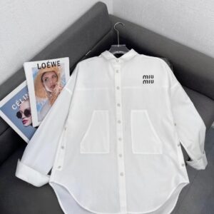 [국내배송]미우미우 여성 화이트 포플린 셔츠