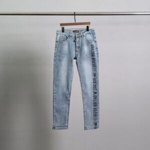 [국내배송]필립플레인 로고프린팅 연청 청바지