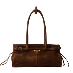 [프리미엄/해외배송]프라다 스웨이드 미디엄 핸드백(브라운)