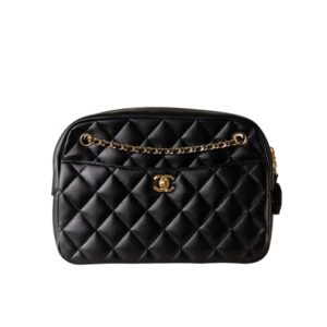 [프리미엄/해외배송]샤넬 카메라 케이스 체인 라지 백(블랙/금장/램스킨)