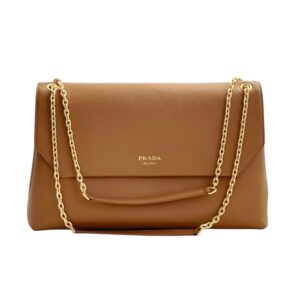 [프리미엄/해외배송]프라다 플랩 체인 레더 숄더백(코냑)